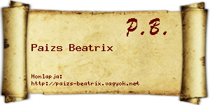 Paizs Beatrix névjegykártya